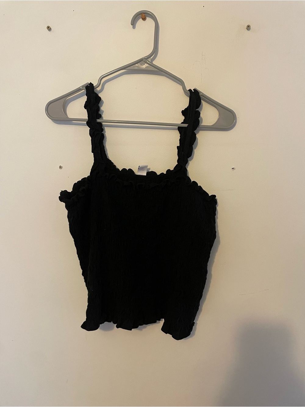 Old Navy Black Smocked Ruffle Strap Camisole